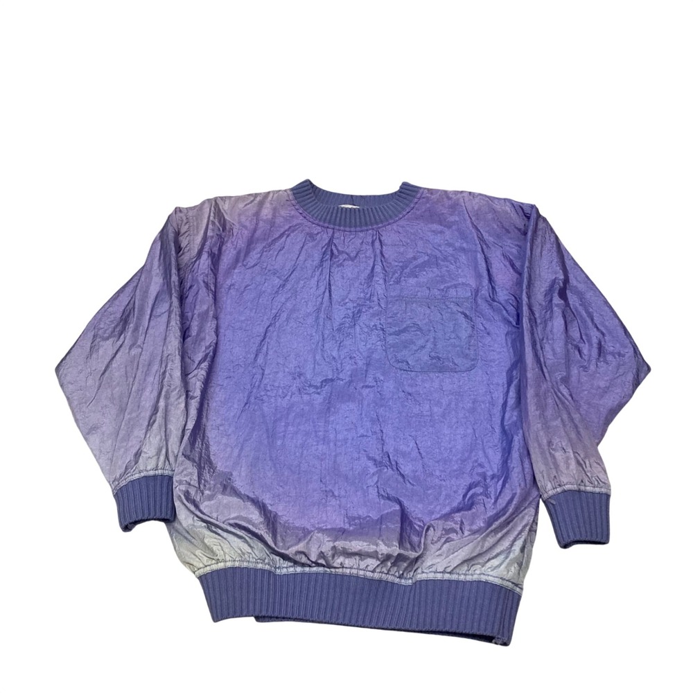 Vintage Janeve Purple Ombre Windbreaker Pullover Crewneck Crinkle Jacket L/XL